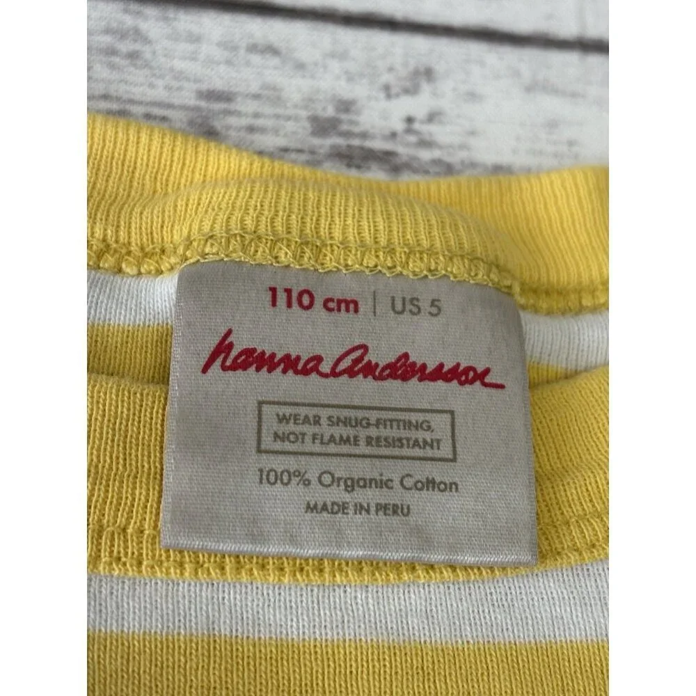 Hanna Andersson Kids Yellow Red Striped Christmas Holiday Pajama Set‎ 5 Snug Fit